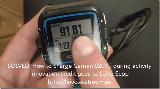 SOLVED: How to charge Garmin 920XT during activity SOLVED: How to charge Garmin 920XT during activity